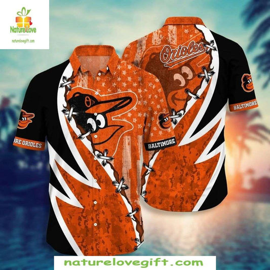 Baltimore Orioles Hawaiian Shirt Swirl Star Pattern MLB Baseball Aloha