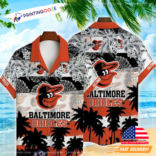 Orioles MLB Palm Tree Pattern Hawaiian Shirt