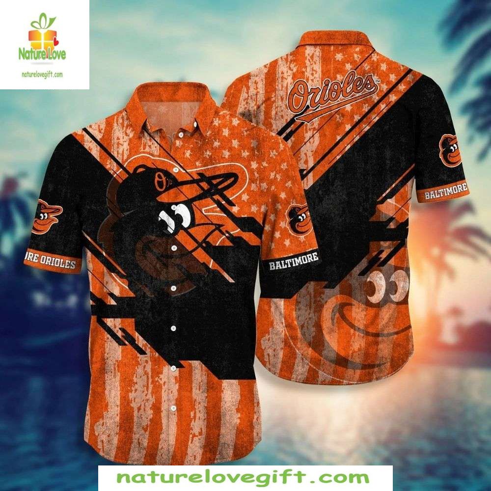 MLB Orioles Hawaiian Shirt Retro Star Stripe Baseball Apparel