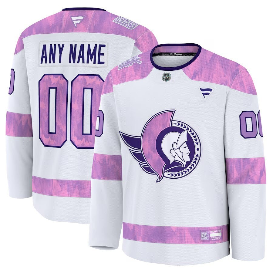 Ottawa Senators Fanatics 2024 Hockey Fights Cancer Custom Practice Jersey - White