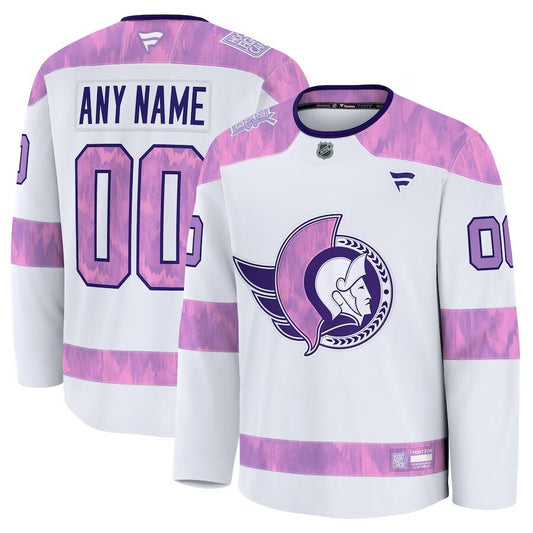Ottawa Senators Fanatics 2024 Hockey Fights Cancer Custom Practice Jersey - White