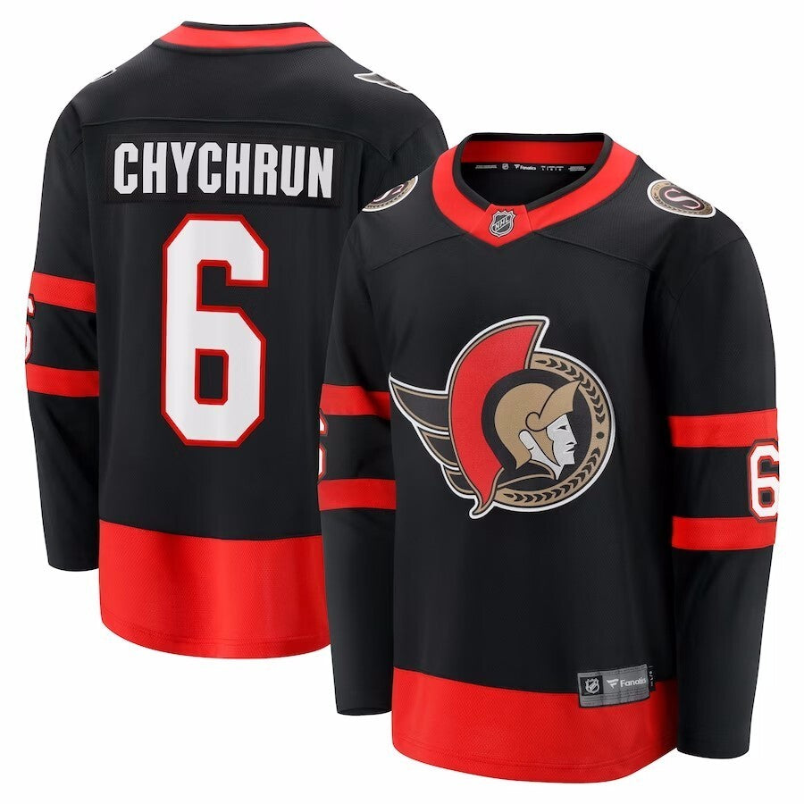 Ottawa Senators #6 Jakob Chychrun Branded Home Breakaway Jersey - Black