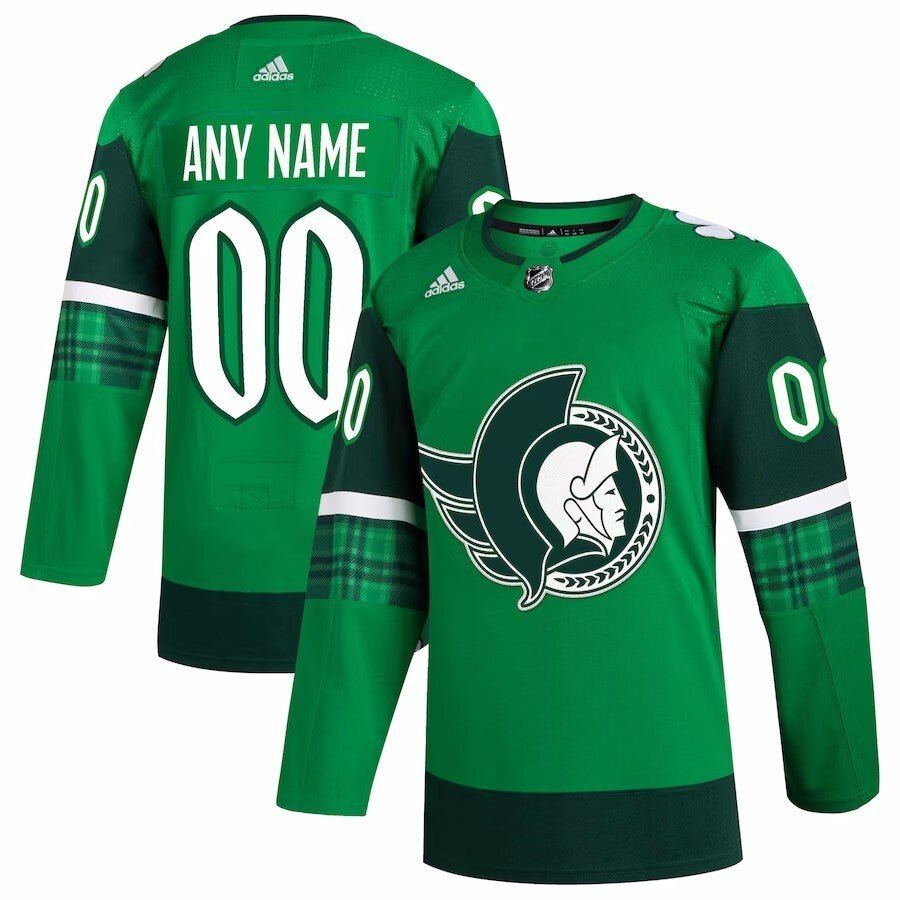 Ottawa Senators adidas 2023 St. Patrick's Day Primegreen Authentic Custom Jersey - Kelly Green