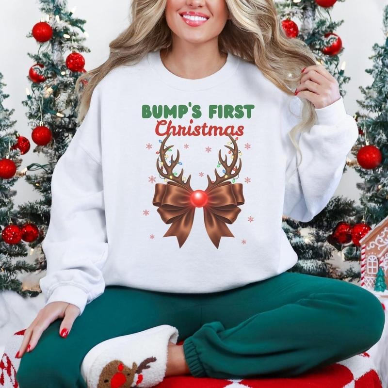 Our Bumps First Christmas Sweatshirt, Baby Reveal Shirt, Baby Announcement Shirt, Maternity Gift for Her, Pregnancy...
