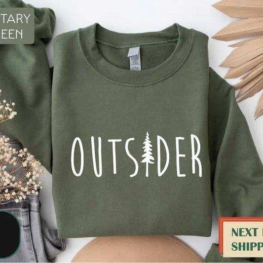 Outsider Sweatshirt, Mountain Sweatshirt, Nature Shirt, Outdoor Enthusiast Sweatshirt, Hiking Shirt Knit Menswear Casual Classic