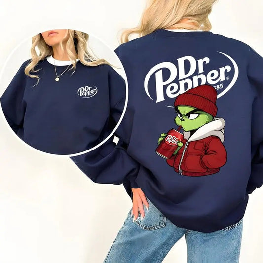 Oversized Dr.Pepper Sweatshirt, Dr. pepper Grnchmas Shirt, Dr. Pepper Christmas Shirt, Merry Gr!!!nchmas Shirt For Men...