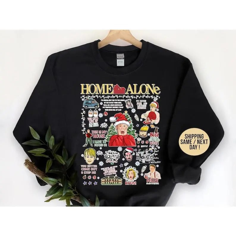 Oversized Home Alone Christmas Tees, Made My Family Disappear Quote, Am Upstairs Dummy, Kevin Alone Movie Shirt, Matching Family Christmas Tees