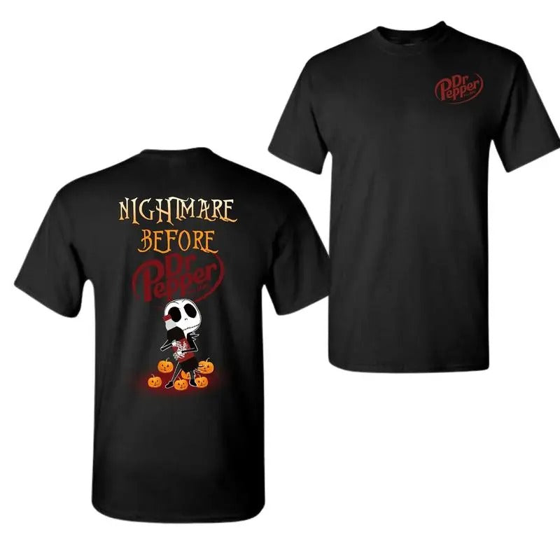 Oversized Jack Skellington Hug Dr Pepper Nightmare Before Halloween T-Shirt, Sweatshirt, Hoodie, 2 Sided T-Shirt For Men...