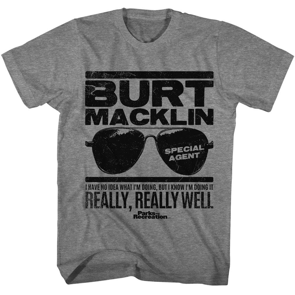 Parks And Recreation - Burt Macklin - American Classics - Solid Gray Adult Short Sleeve T-Shirt