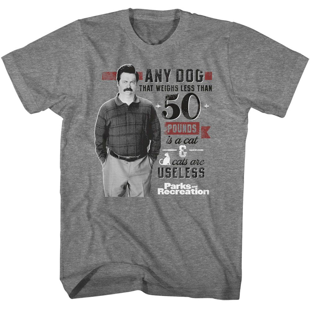 Parks And Recreation - Dog Less Than 50 Pounds - American Classics - Solid Gray Adult Short Sleeve T-Shirt