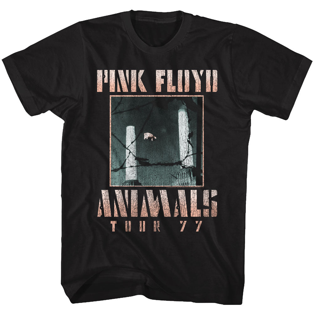 Pink Floyd Mens S/S T-Shirt - Animals Tour 77 - Solid Black