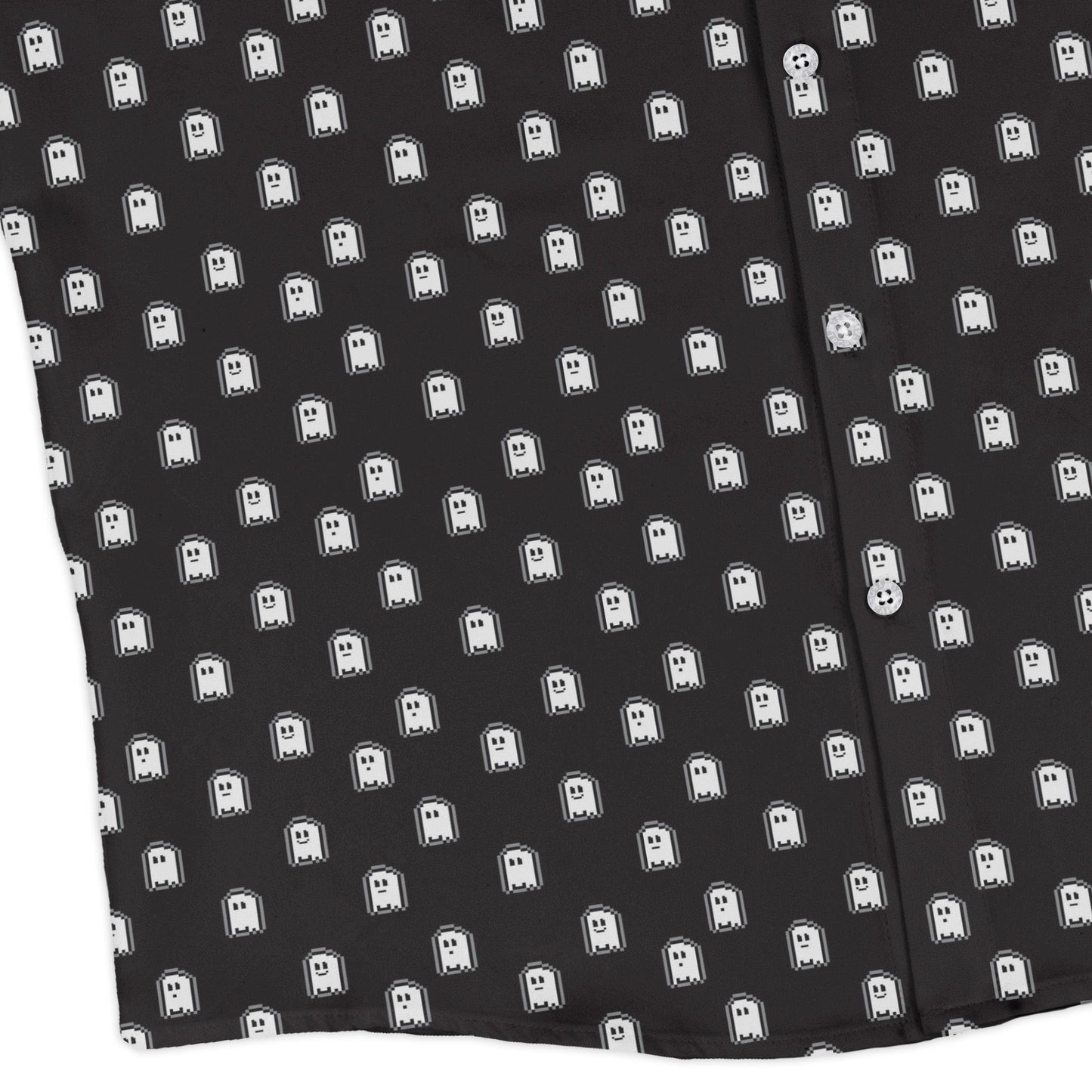 PIxel Ghost Long Sleeve Button Up Shirt