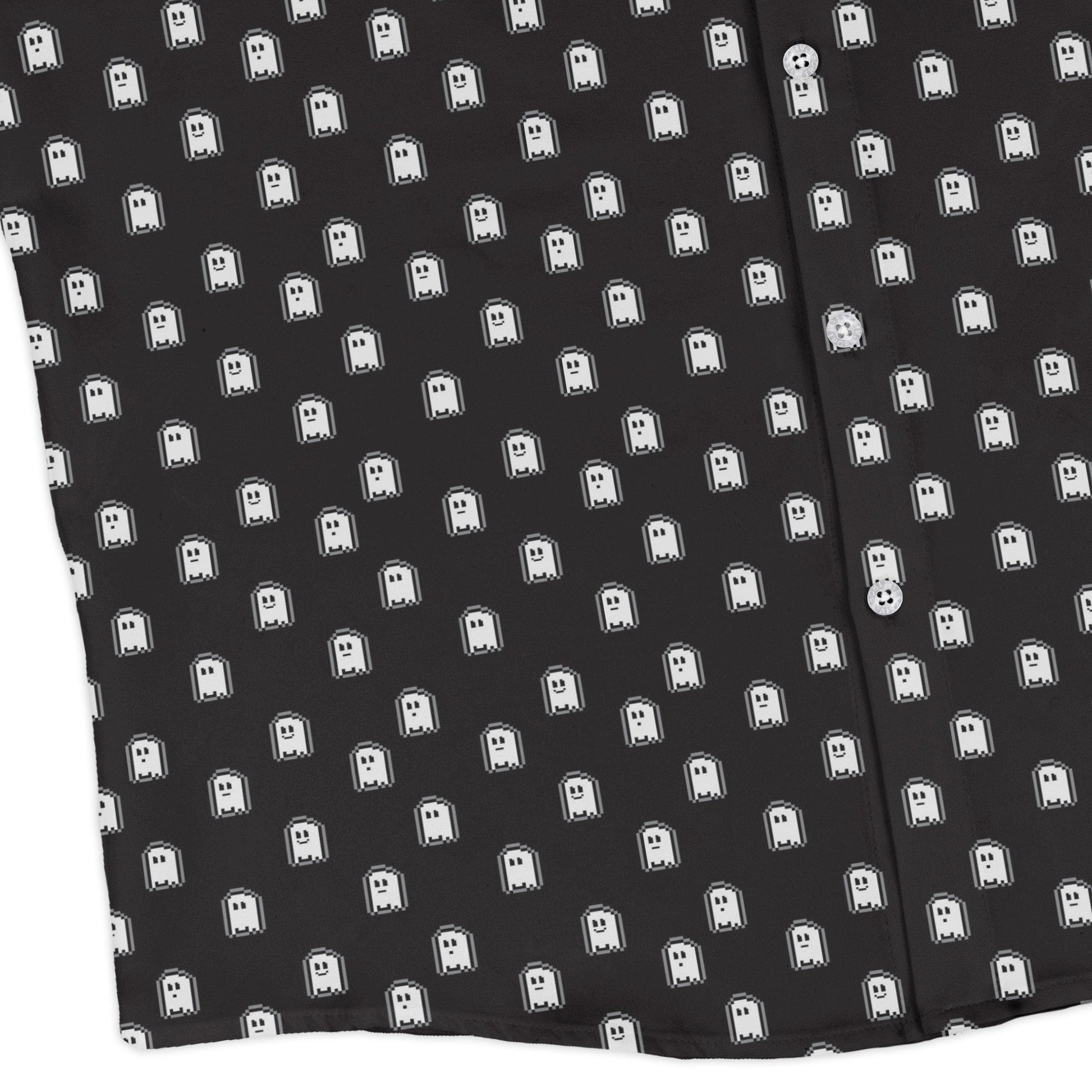PIxel Ghost Long Sleeve Button Up Shirt