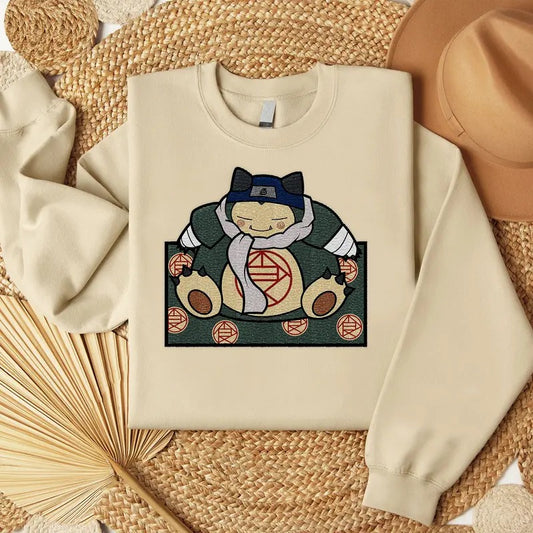 PKM Snorlax Choji Embroidered Shirt, Anime Embroidered Sweatshirt, Manga Shirt, Gift For Fan