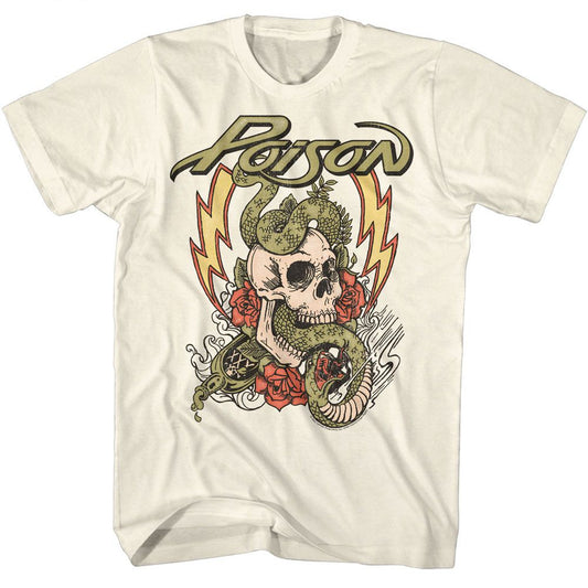 Poison - Fade Color Skull - American Classics - Solid Off-White Adult Short Sleeve T-Shirt
