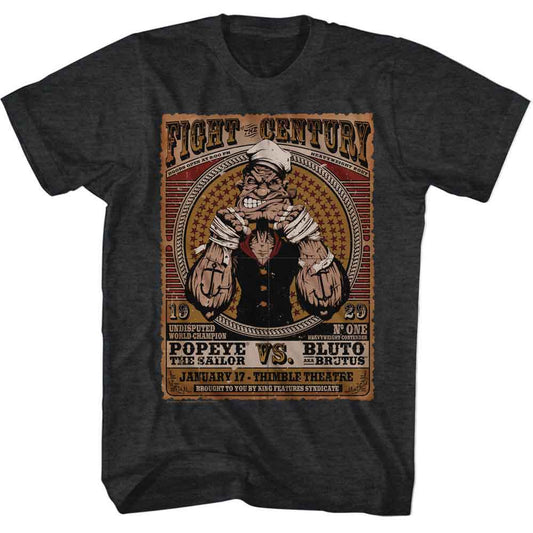 Popeye - Fight Of The Century - American Classics - Heather Black Adult Short Sleeve T-Shirt