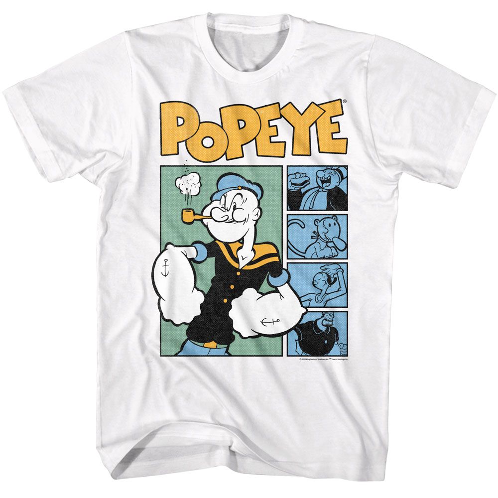 Popeye - Boxes - American Classics - Solid White Adult Short Sleeve T-Shirt