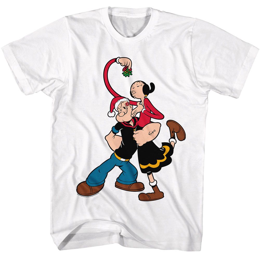 Popeye - Mistletoe - American Classics - Solid White Adult Short Sleeve T-Shirt