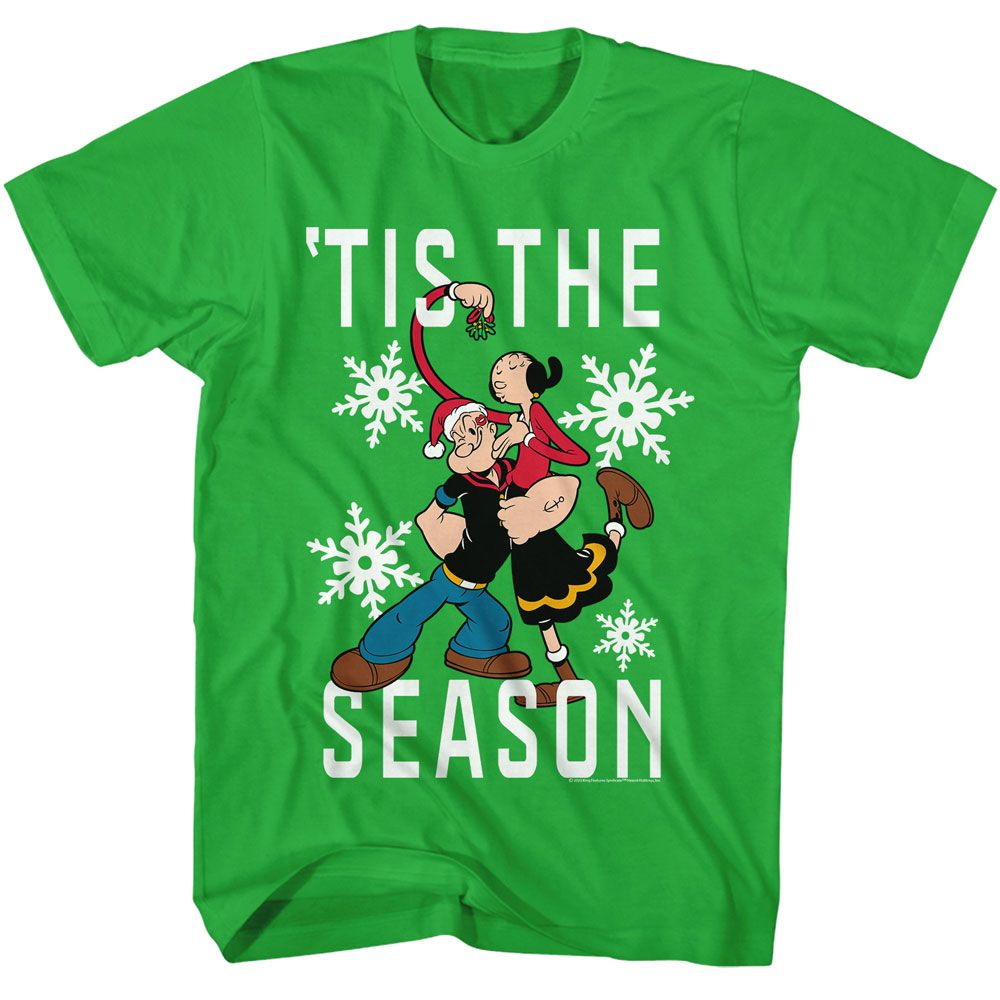 Popeye - Tis The Season - American Classics - Solid Green Adult Short Sleeve T-Shirt