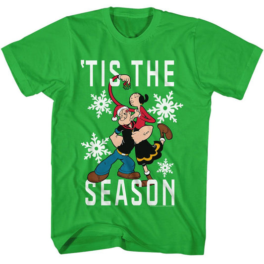 Popeye - Tis The Season - American Classics - Solid Green Adult Short Sleeve T-Shirt