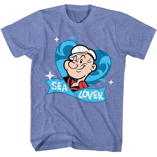 Popeye - Sea Lover - American Classics - Heather Blue Adult Short Sleeve T-Shirt