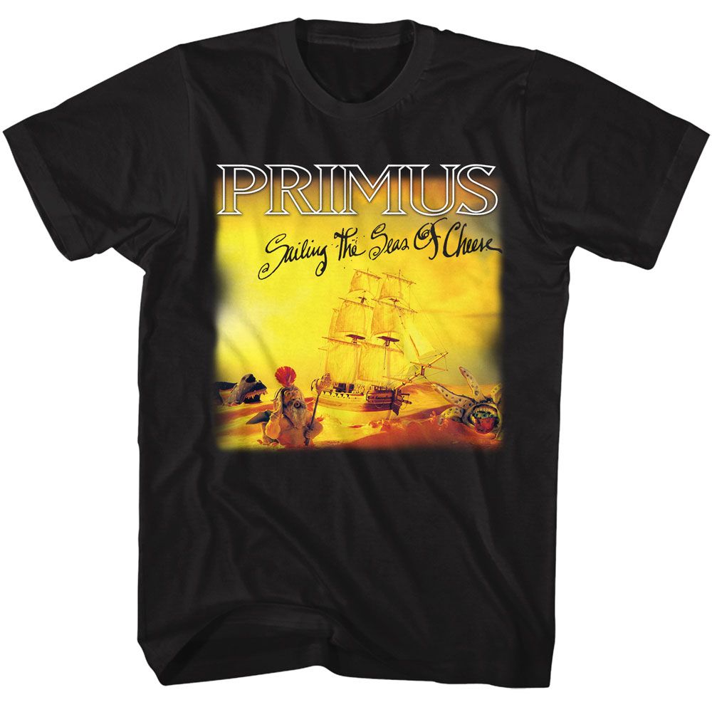 Primus - Seas Of Cheese - American Classics - Solid Black Adult Short Sleeve T-Shirt
