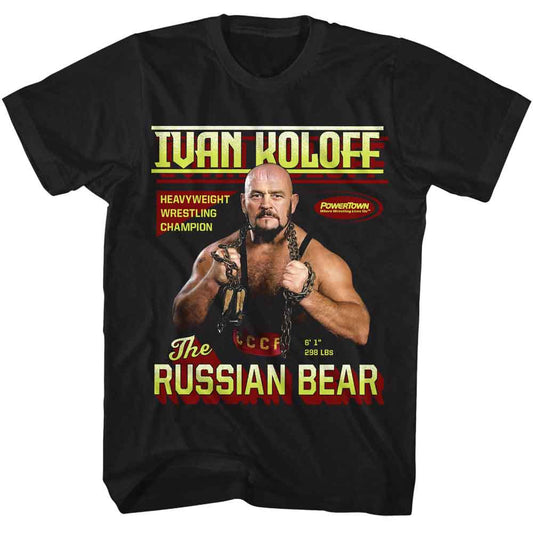 Powertown - The Russian Bear - American Classics - Black Adult Short Sleeve T-Shirt