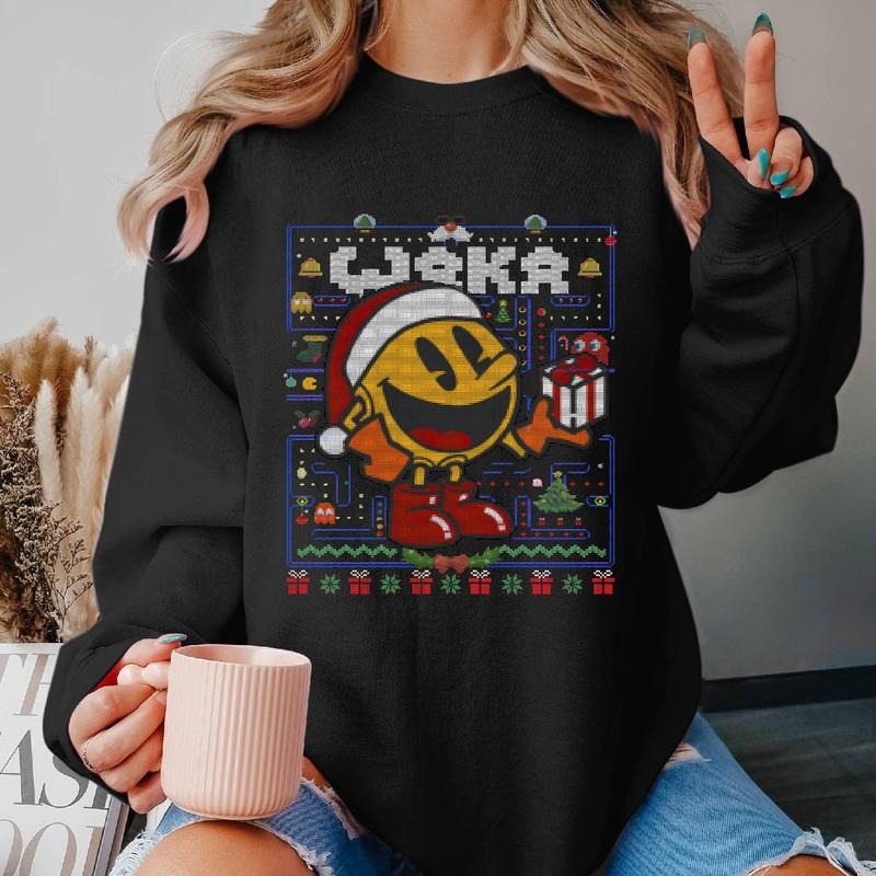 Pac Man Ugly Christmas Pacman Christmas Sweatshirt Pacman Game Ugly Sweater Family Christmas Waka Waka Tshirt Arcade...