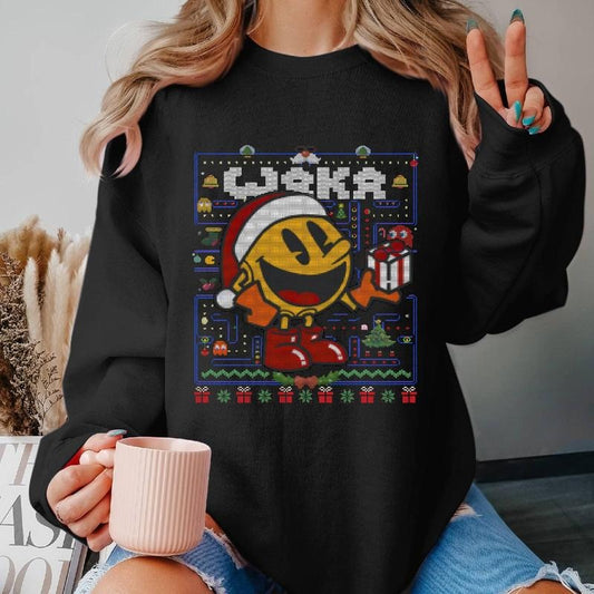 Pac Man Ugly Christmas Pacman Christmas Sweatshirt Pacman Game Ugly Sweater Family Christmas Waka Waka Tshirt Arcade...