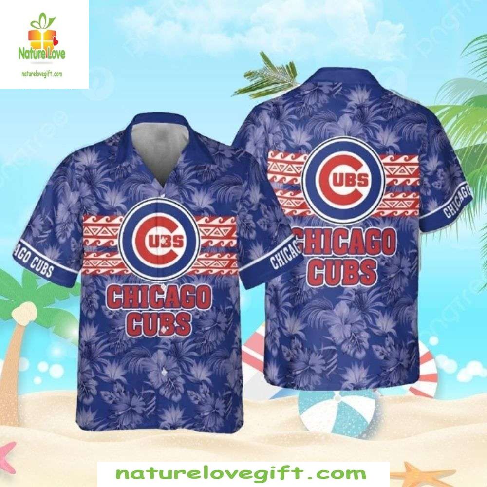 Chicago Cubs Hawaiian Shirt Pacific Blue Palms Stylish Baseball Apparel