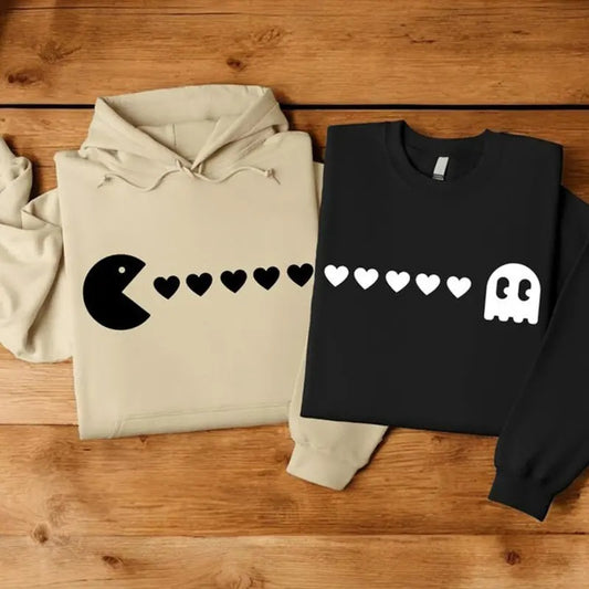 Pack-Man Couple Sweatshirt, Matching Couple Shirts, Family Matching Hoodie, Valentine's Day Gift For Her, Anniversary...