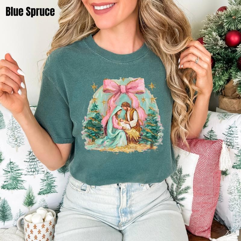 Painted Nativity Scene Comfort Colors T-Shirt 'NLB' Hoodie, Sweatshirt | InkThreadWorks.com