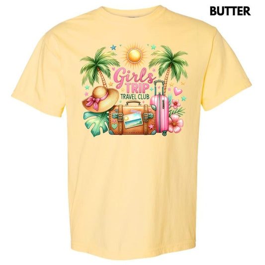 Palm Tree Girls Trip Comfort Colors T-Shirt Hoodie, Sweatshirt | InkThreadWorks.com