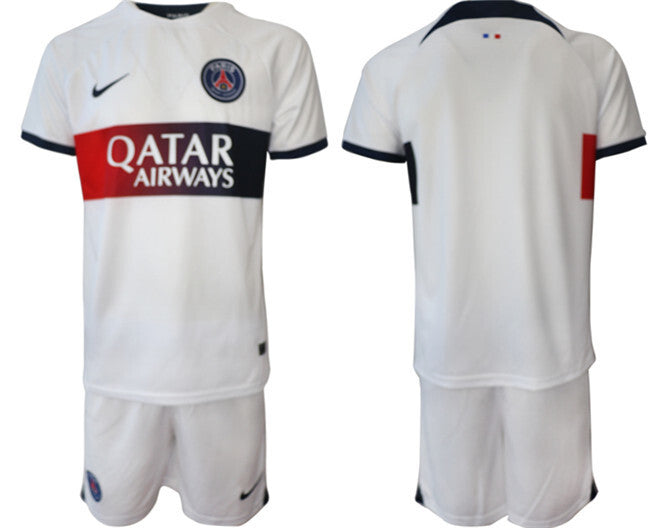 Paris Saint-Germain Custom 2023 24 White Away Soccer Jersey Suit