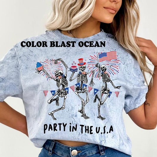 Party in the USA Skeletons Comfort Colors ~ Unisex Apparel Relaxed Fit Printed In The USA Clothing Womenswear Casual...