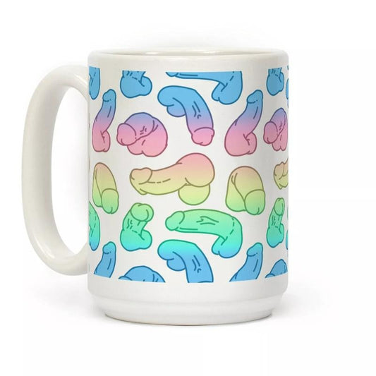 Pastel Penis Pattern Coffee Mug 11oz-15oz, Printed in the USA, Handy for Coffee and Tea, Funny Coffee Mug, Gift Ideas