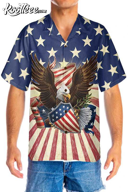 Patriotic Eagle Defending Honor And America Hawaiian Shirt