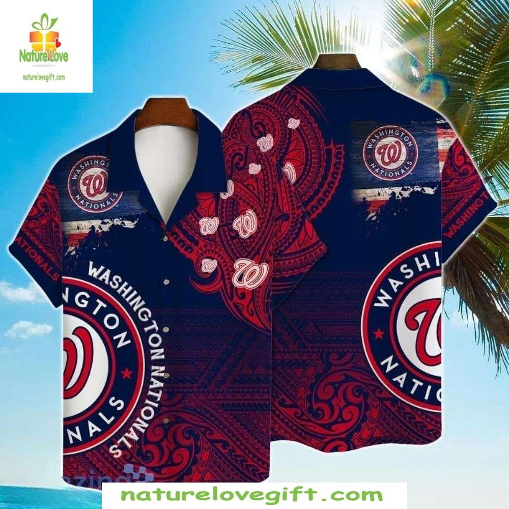 Washington Nationals MLB Hawaiian Shirt Patriotic Paisley Bandana Aloha
