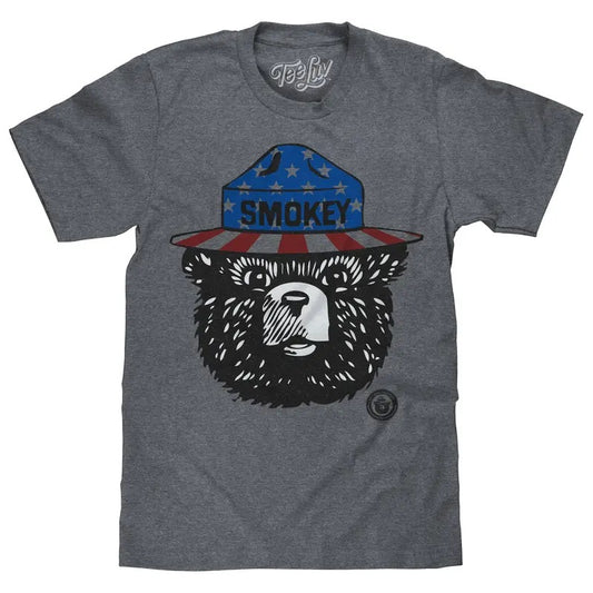 Patriotic Smokey Bear T-Shirt - Gray Hoodie, Sweatshirt | InkThreadWorks.com