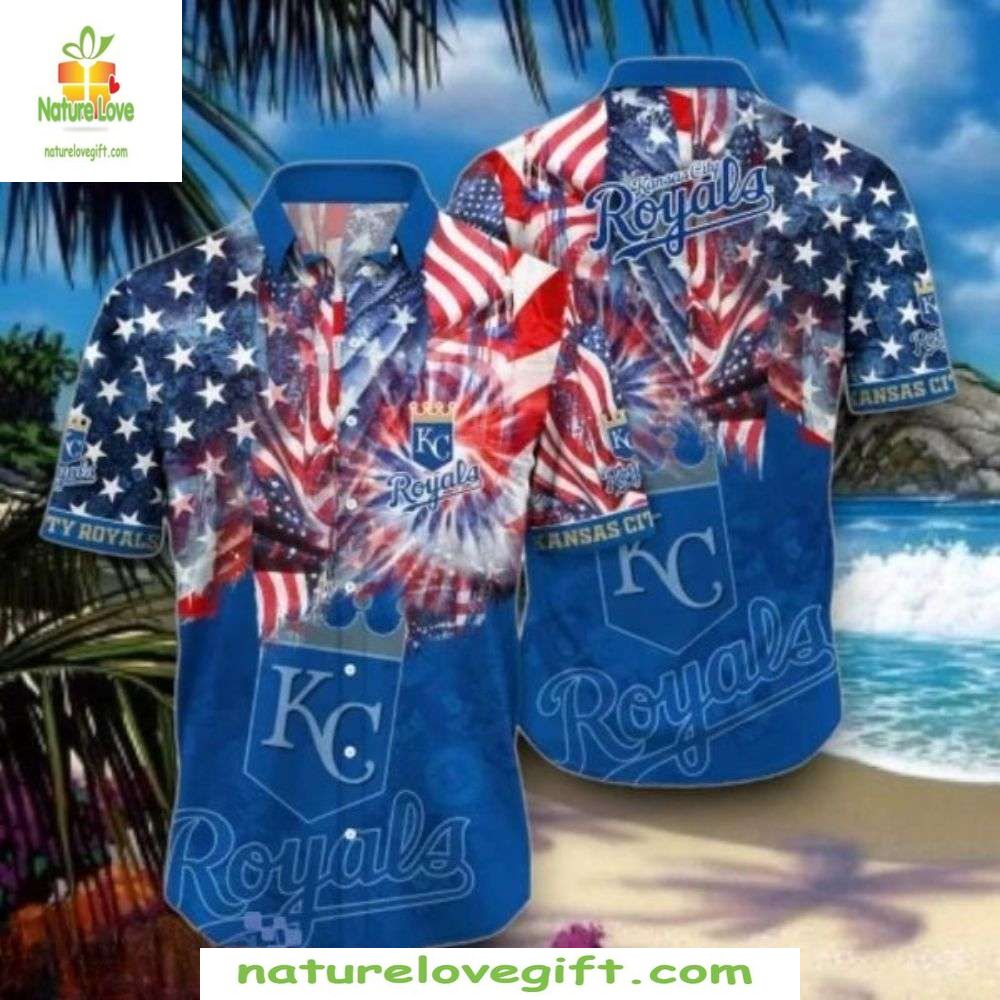 Kansas City Royals Hawaiian Shirt Patriotic Stars Baseball Apparel