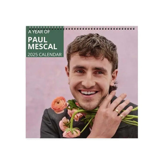 Paul Mescal 2025 Floral Wall Calendar Planner, Unique Holiday Gift, Fan Gift, Gift For Her, Paul Mescal Celebrity Merchandise, Celebrity Crush Merch