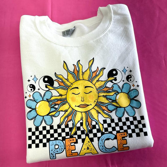 Peace Retro Sun Gildan Sweatshirt T-Shirts, Hoodie | InkThreadWorks.com