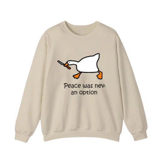 Peace Was Never An Option Sweatshirt, Murder Duck T-Shirt, Funny Duck Hoodie, Funny Goose Sweater, Preppy Clothes Shirt,...
