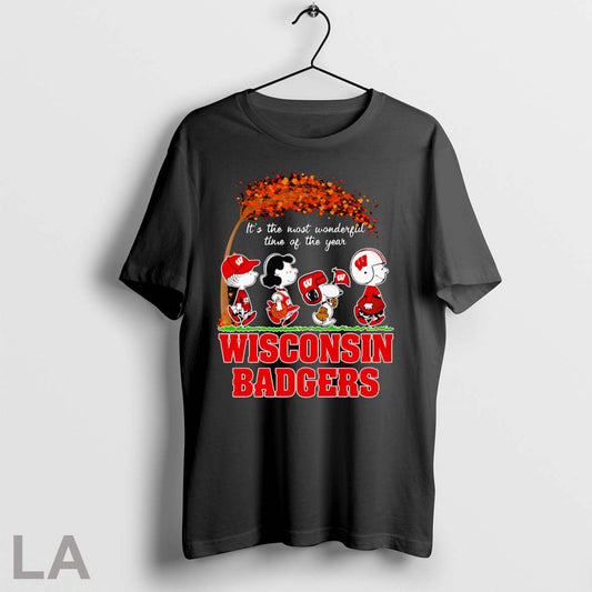 Peanuts Its The Most Wonderful Time Of The Year Wisconsin Badgers T Shirt