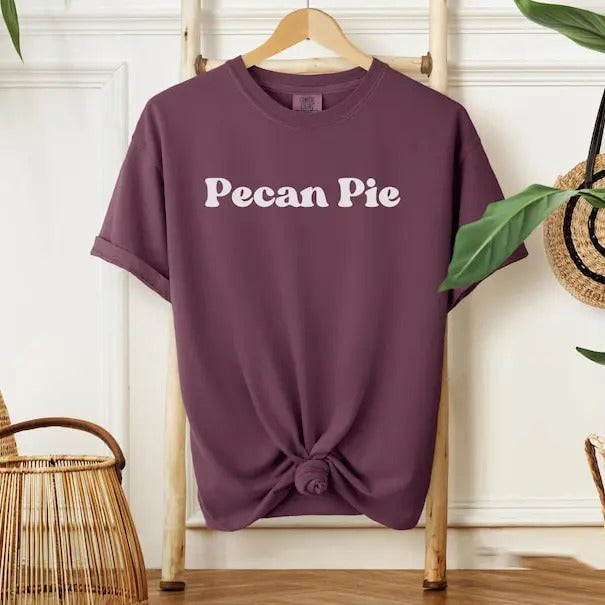 Pecan Pie Comfort Colors Graphic Shirt, Holiday gift, Favorite food Shirt, Autumn Crewneck, Fall Gift, Thanksgiving Shirt Menswear Top