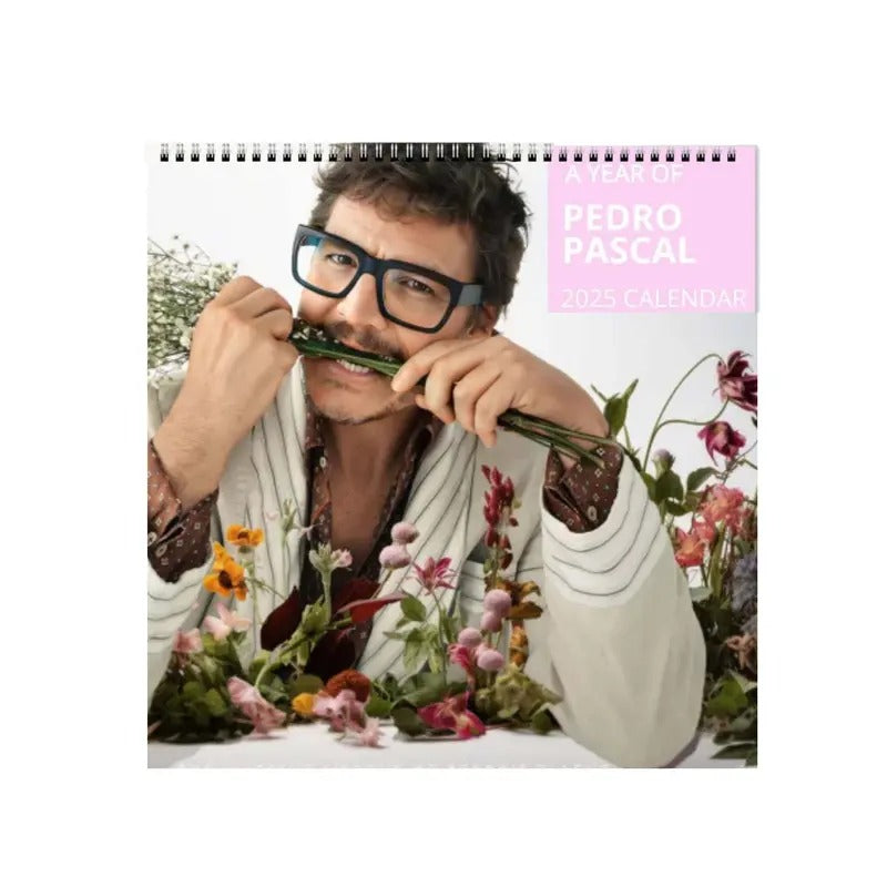 Pedro Pascal 2025 Floral Wall Calendar Planner, Unique Holiday Gift, Fan Gift, Gift For Her, Pedro Pascal Celebrity Merchandise, Celebrity Crush Merch