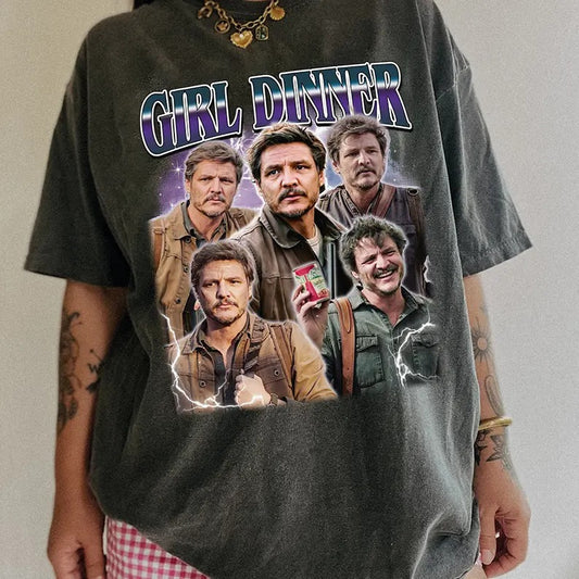 Pedro Pascal Girl Dinner Comfort Colors Unisex Tshirt For Fan, Pedro Pascal TV Show 90s Retro Bootleg Shirt, Fan Merch...