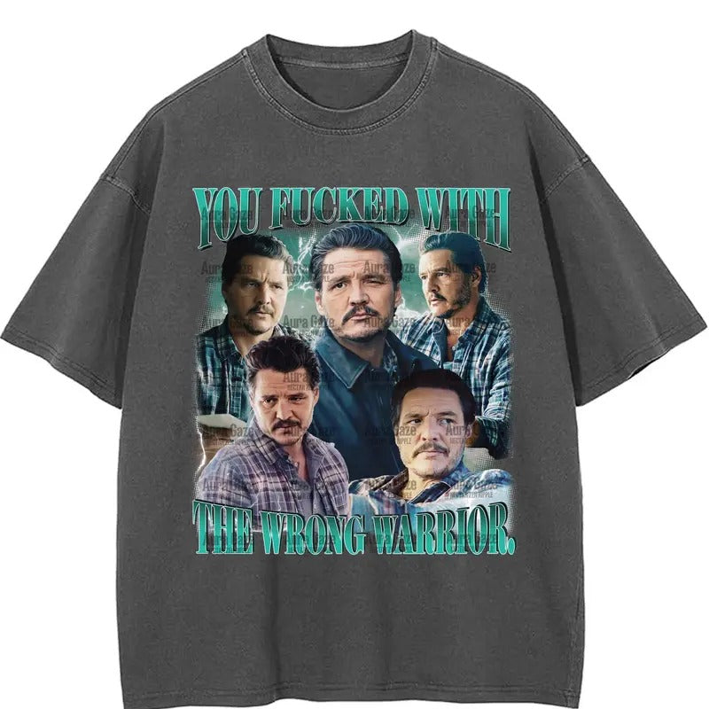 Pedro Pascal You F With The Wrong Warrior Comfort Colors Unisex Tshirt For Fan, Freaky Tales 90s Retro Movie Bootleg Shirt, Merch Celebrity Crush Top