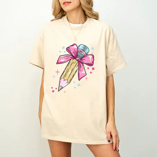 Pencil Coquette Bow Teacher Shirts, Coquette Teacher Pencil Tshirts, Teacher Shirts | Teacher Gifts | Cute Teacher Shirts...