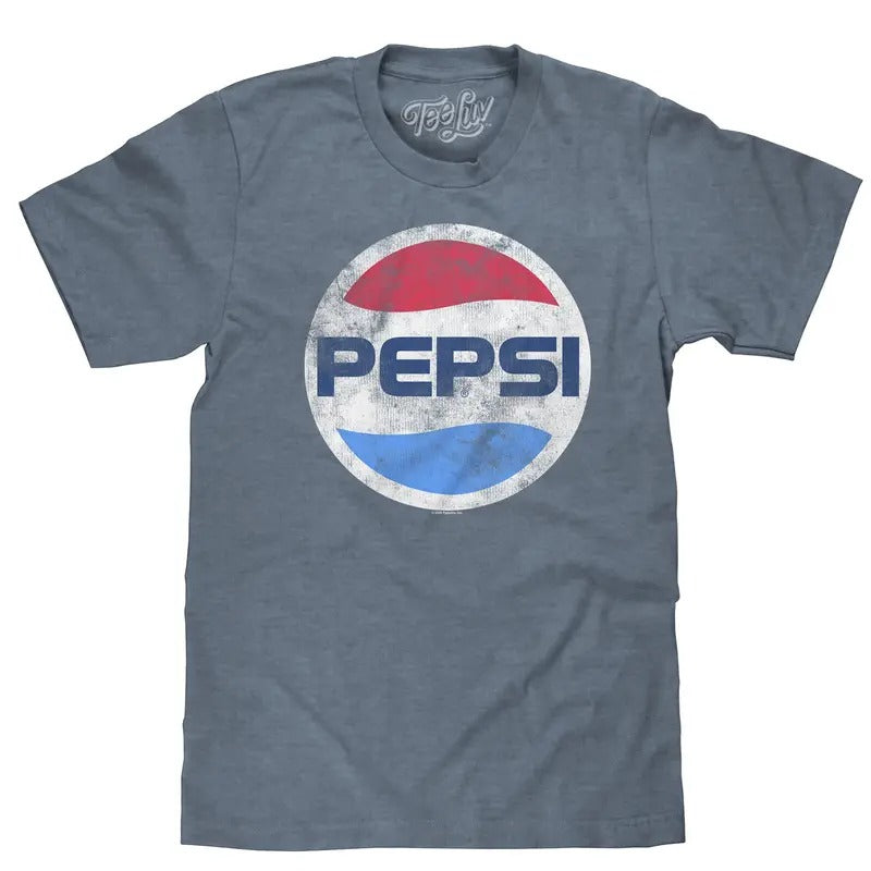 Pepsi Logo Big & Tall T-Shirt - Indigo Heather Hoodie, Sweatshirt | InkThreadWorks.com
